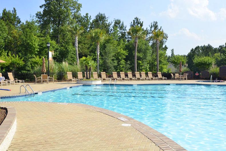 The outdoor pool and patio at The Haven in Bluffton, South Carolina