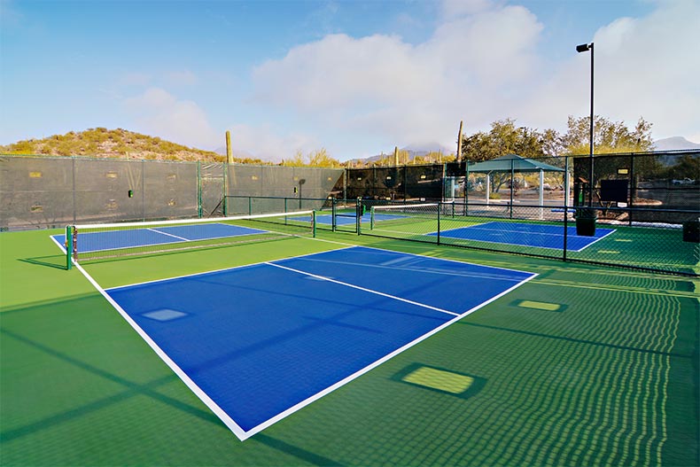 The pickleball court at The Highlands at Dove Mountain in Marana, Arizona