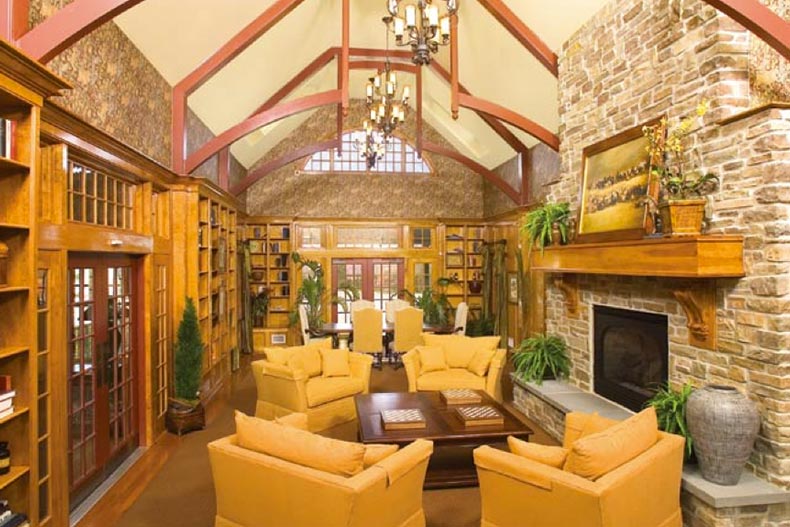 A lounge area in the clubhouse at The Villages at Hillview in Coatesville, Pennsylvania