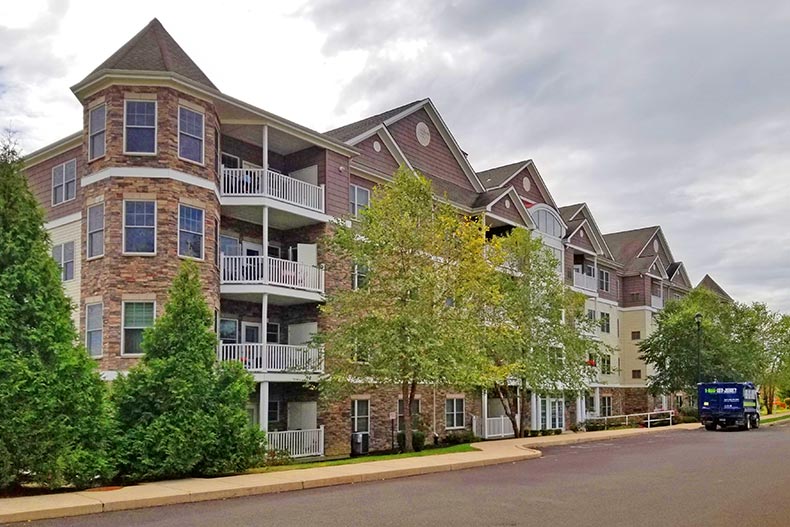 Exterior view of a condo building at The Villages at Pine Valley in Philadelphia, Pennsylvania