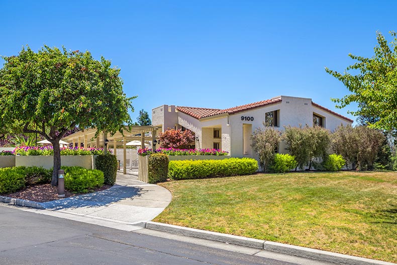 Exterior view of the clubhouse at The Villages Golf & Country Club in San Jose, California