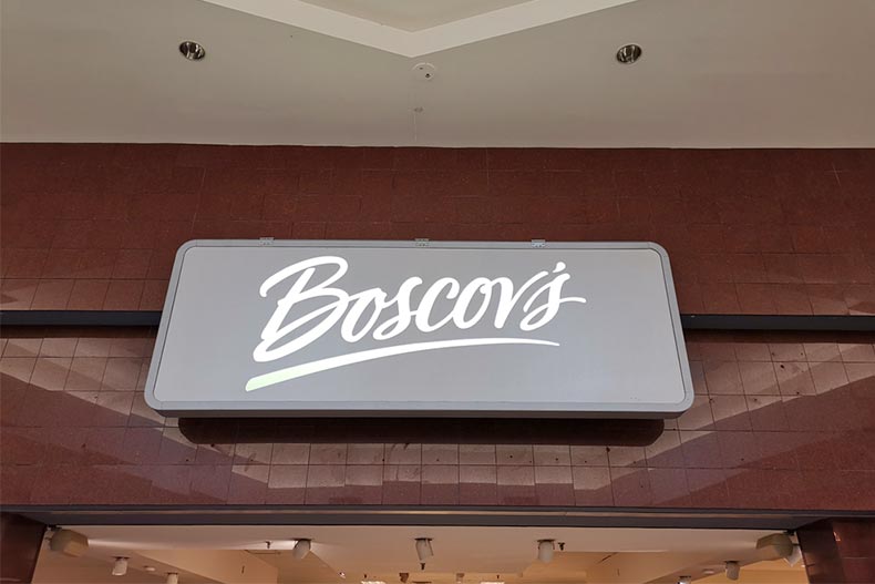 The Boscov's sign inside Ocean County Mall in Toms River, New Jersey