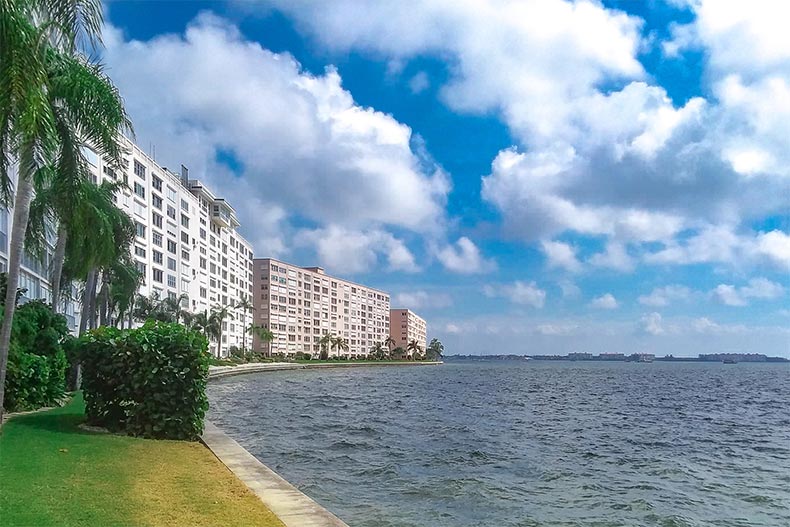 Condo buildings along the coast at Town Shores of Gulfport in Gulfport, Florida