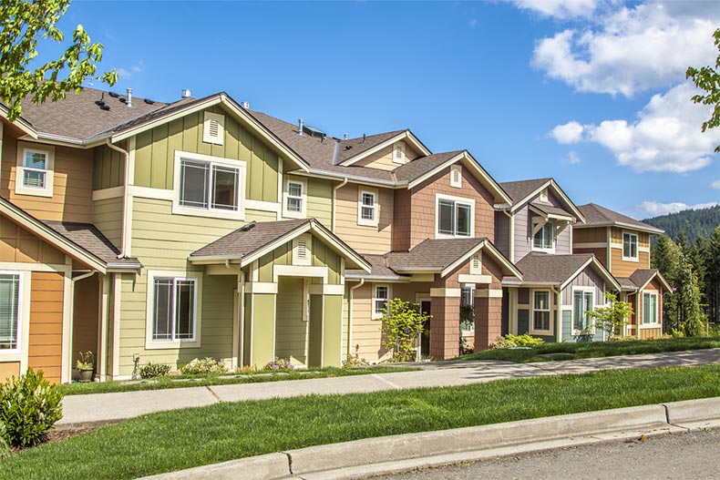 A row of new townhouses or condominiums