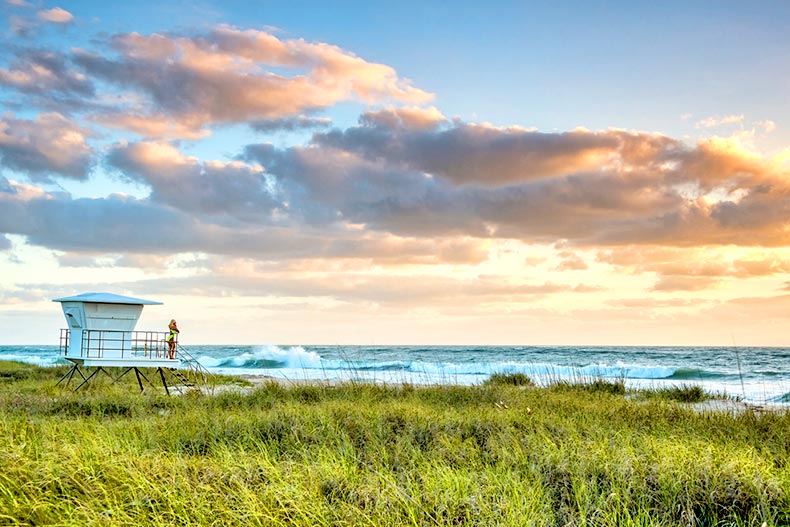 View of a beach at sunrise on Florida's Treasure Coast