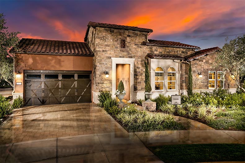 Exterior view of a model home at Trilogy at Monarch Dunes in Nipomo, California