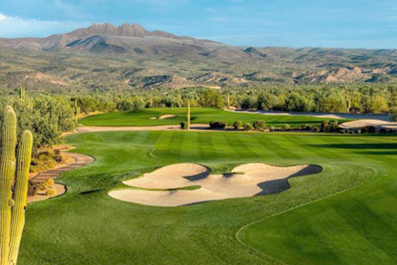 Aerial view of the golf course at Trilogy at Verde River in Rio Verde, Arizona