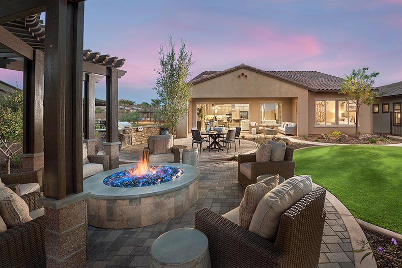 The outdoor fire pit at Trilogy at Vistancia in Peoria, Arizona