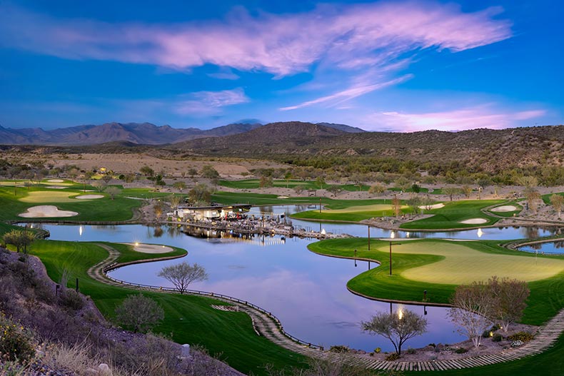Aerial view of the golf course at Trilogy at Wickenburg Ranch in Wickenburg, Arizona