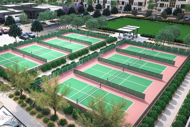 Digital rendering of tennis courts at Trilogy® Sunstone.