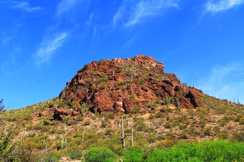 A mountain in Colossal Cave Mountain Park in Vail, Arizona