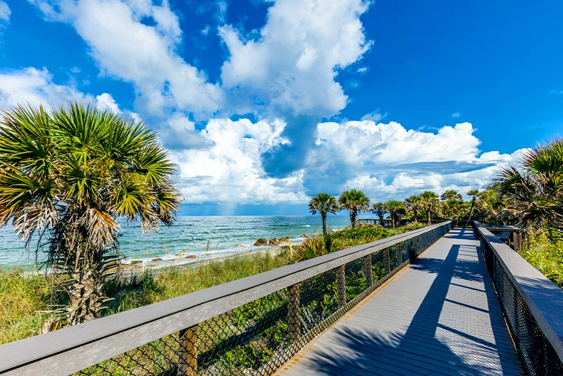 A boardwalk on Caspersen Beach in Venice, Florida