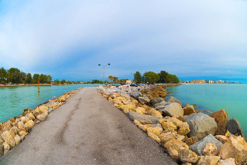 A winter view of South Jetty in Venice, Florida