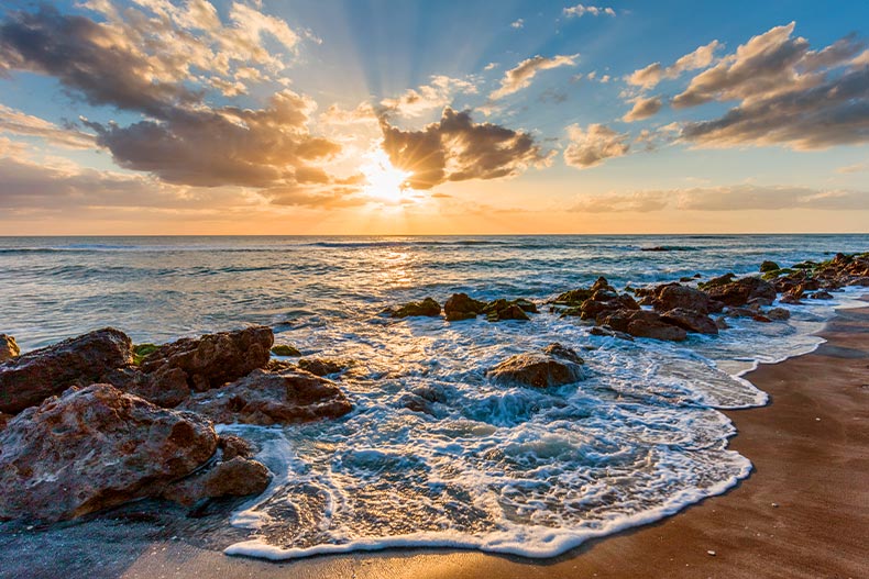 The Gulf of Mexico at sunset in Venice, Florida