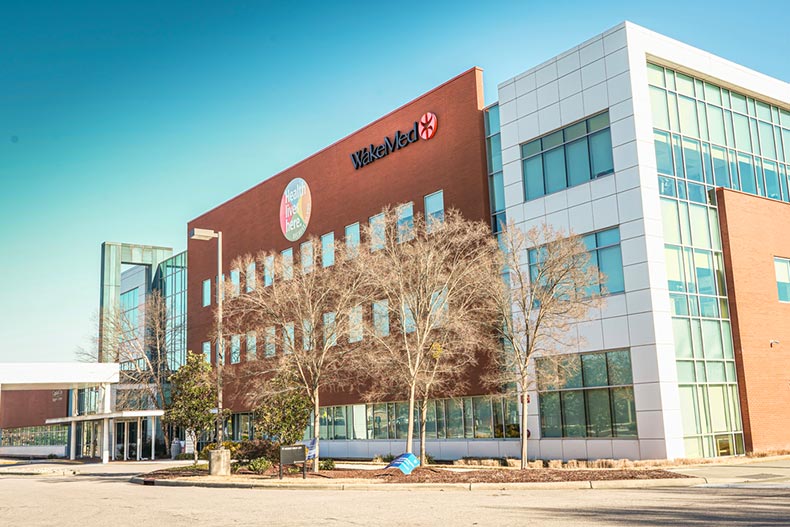 Exterior view of WakeMed Hospital in Raleigh, North Carolina