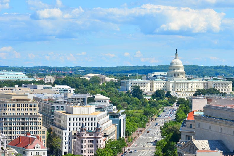 An aerial view of Pennsylvania Avenue in Washington D.C.