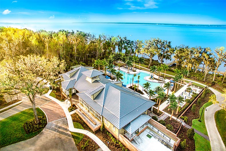 Aerial view of the clubhouse at WaterSong at RiverTown in St. Johns, Florida