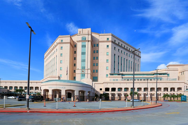 Exterior view of the VA Medical Center in West Palm Beach, Florida
