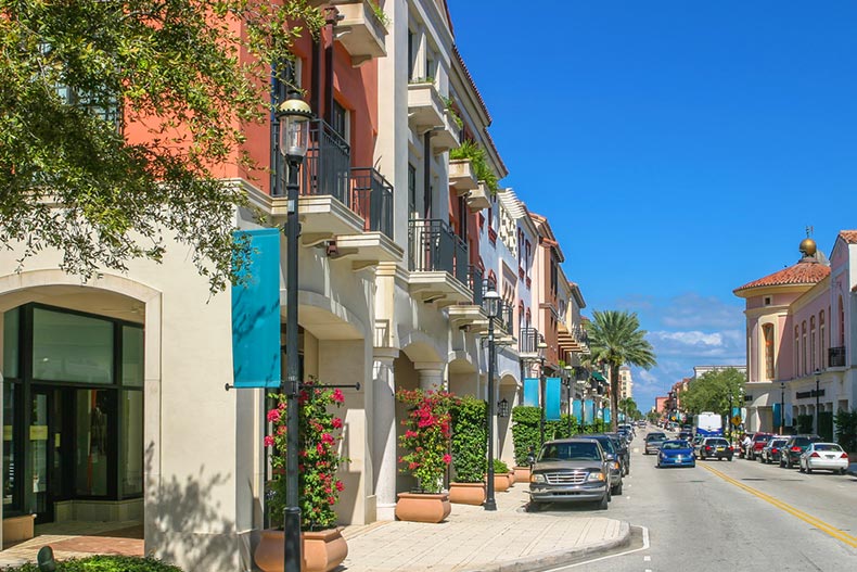 The town scape of West Palm Beach, Florida