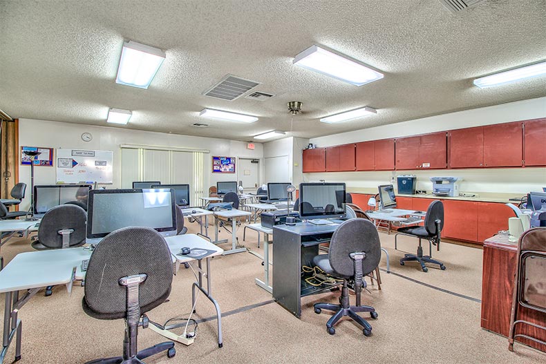 Interior view of the computer lab at Westbrook Village in Peoria, Arizona