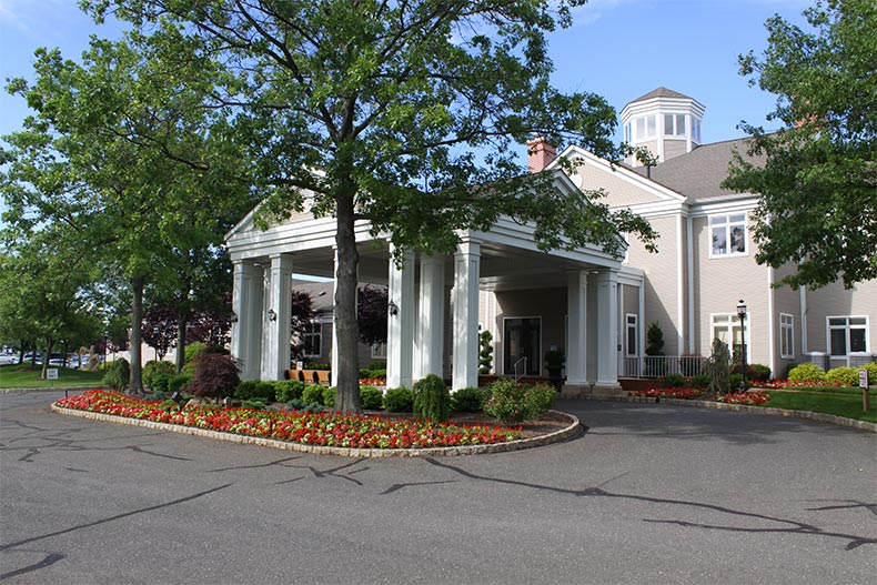 Exterior view of the clubhouse at Whittingham in Monroe, New Jersey