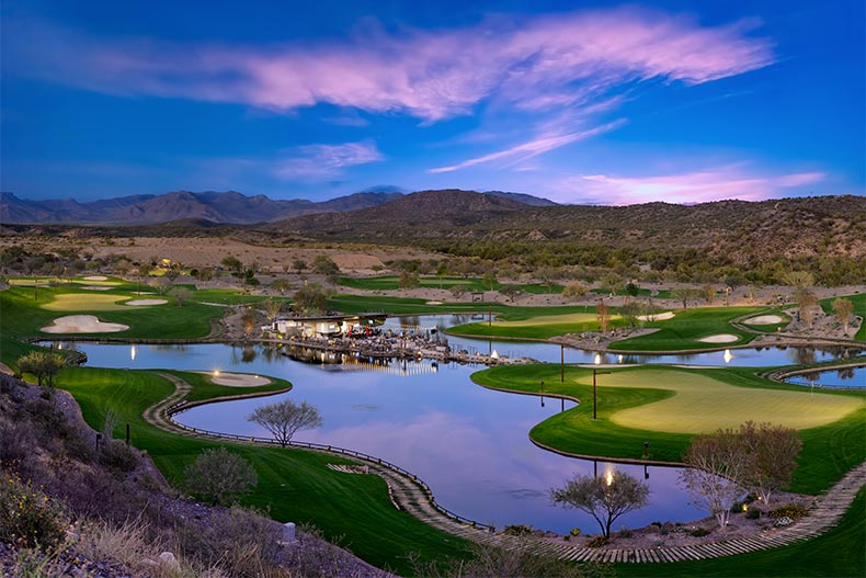 Wide vide of golf course in Trilogy at Wickenburg Ranch