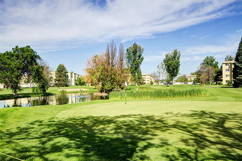 The golf course at Kings Point at Windsor Gardens in Denver, Colorado