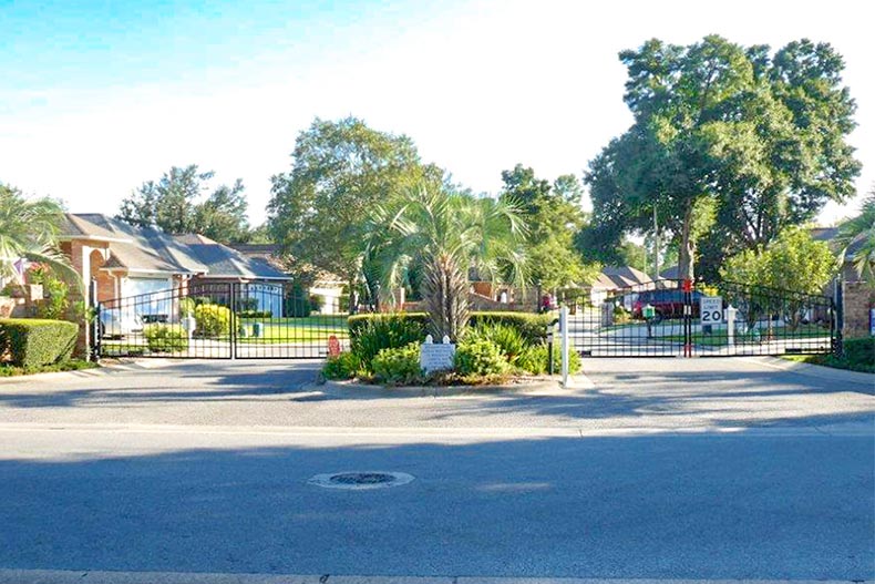 The gated entrance to Windsor Villas in Milton, Florida