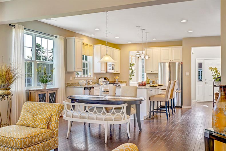 Interior view of a kitchen in a model home in Woods Landing in Mays Landing, New Jersey