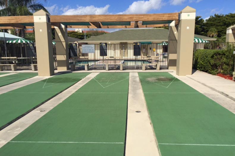 Shuffleboard courts at Wynmoor Village in Coconut Creek, Florida