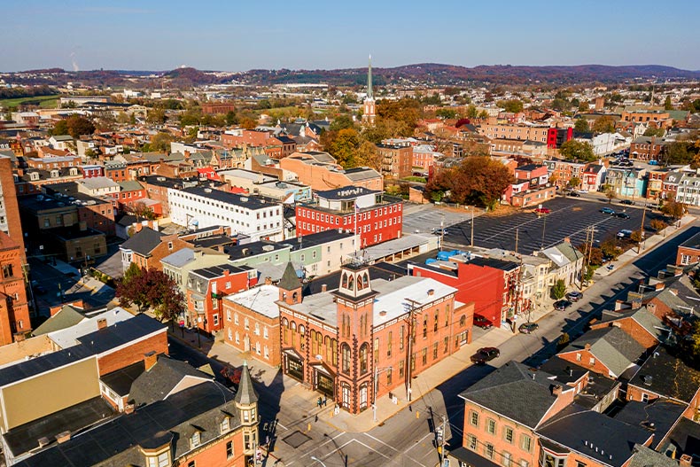 Aerial view of downtown York, Pennsylvania