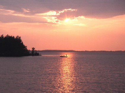 Illinois lake and sunset